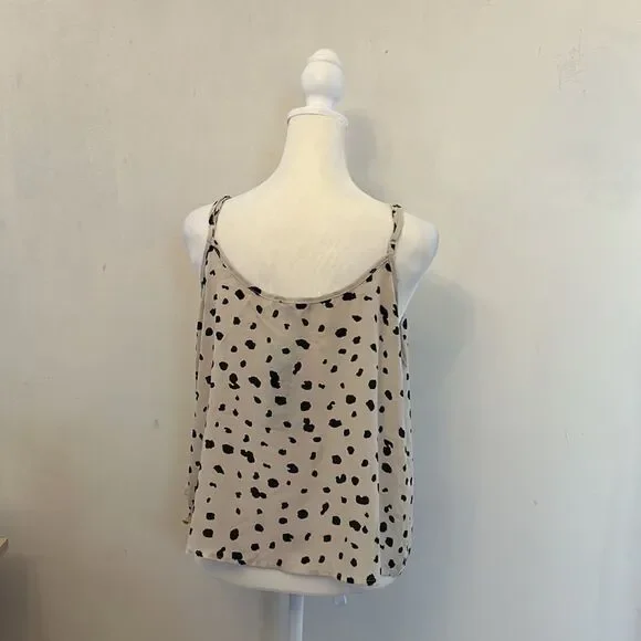 Papermoon Conway faux wrap blouse Beige black dots Size LP NWT - Picture 2 of 8